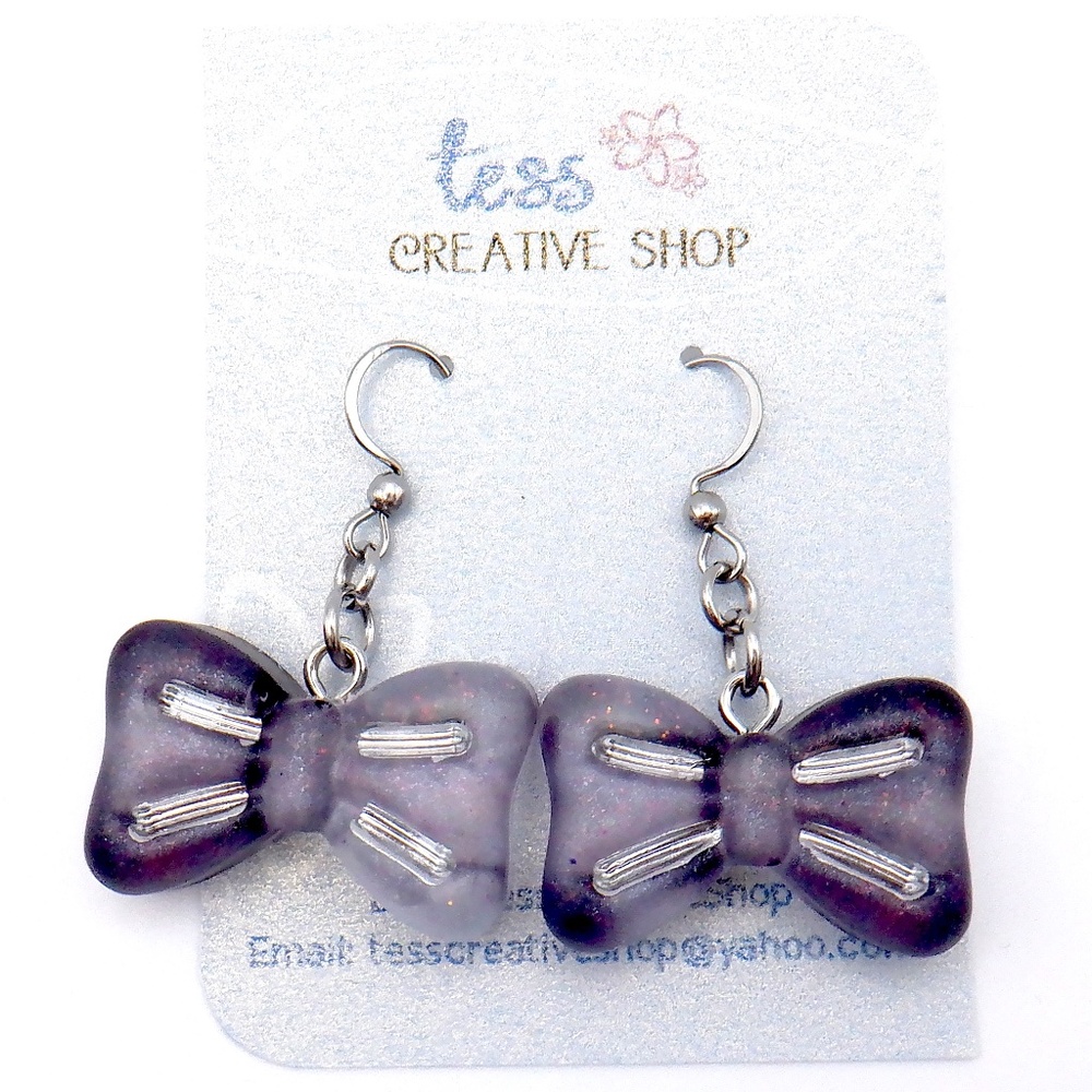 Handmade Resin Bow Earrings NEW
